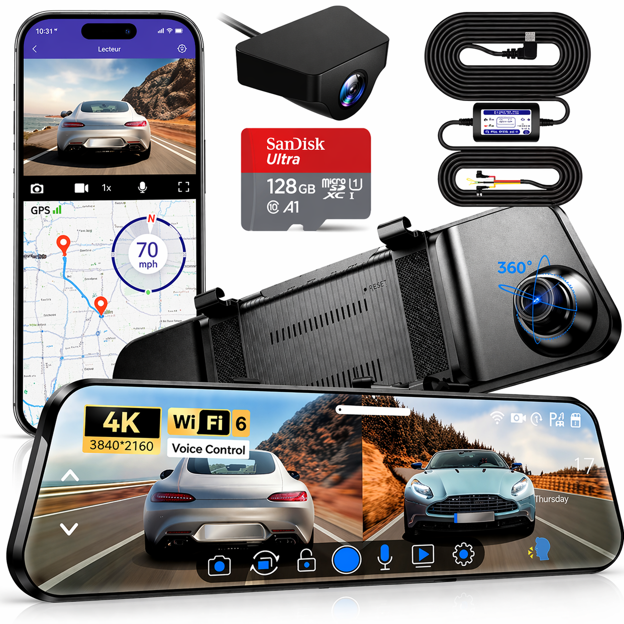 Dashcam Rétroviseur intelligent