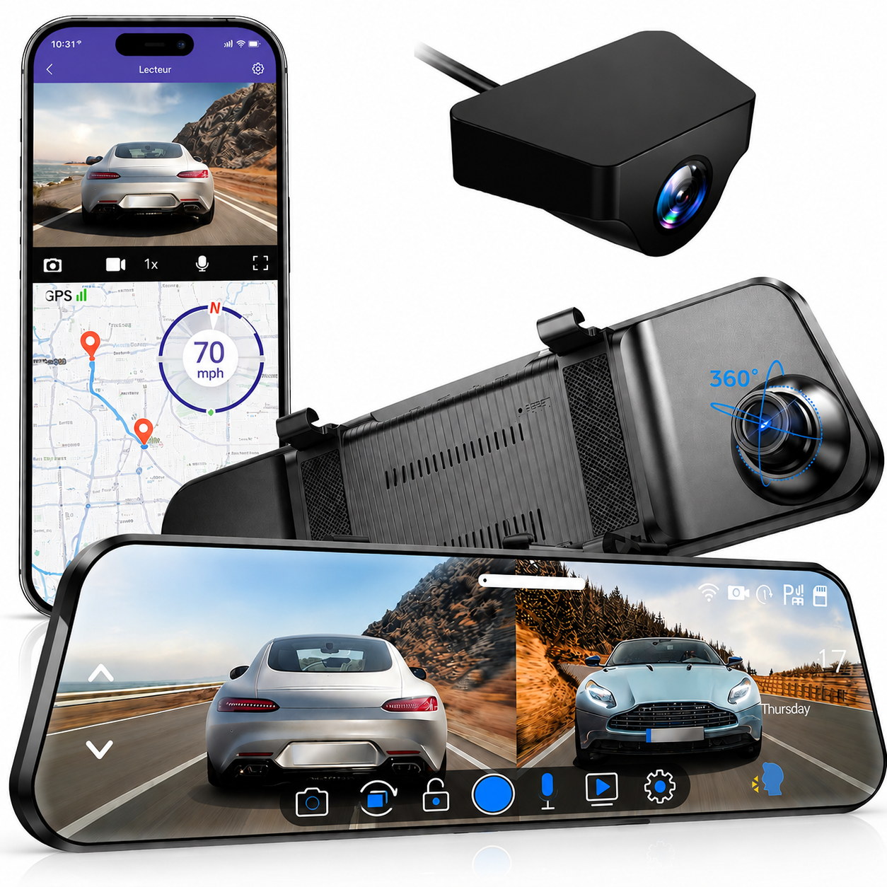 Dashcam Rétroviseur intelligent