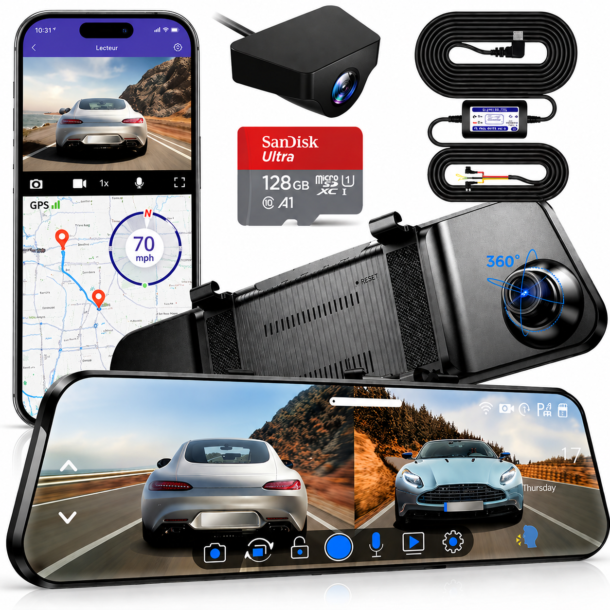 Dashcam Rétroviseur intelligent