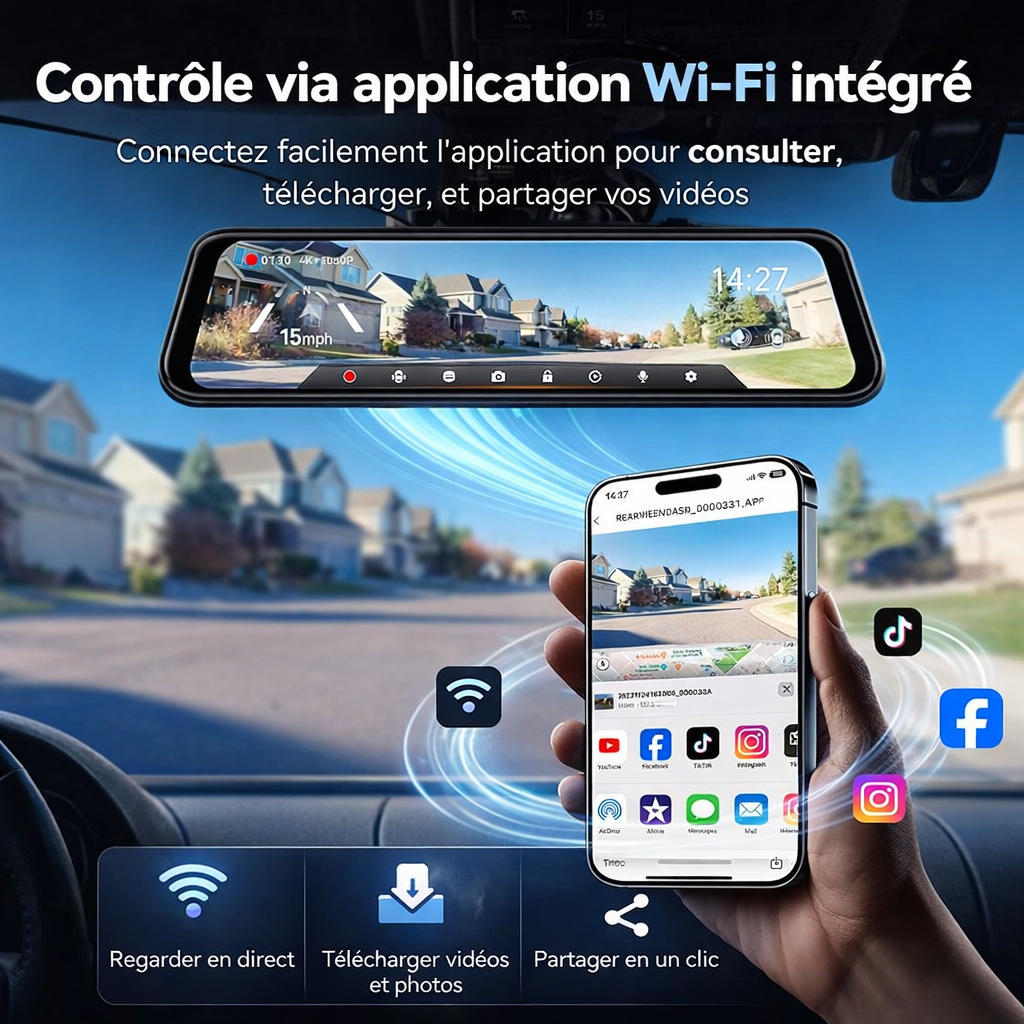 Dashcam Rétroviseur intelligent
