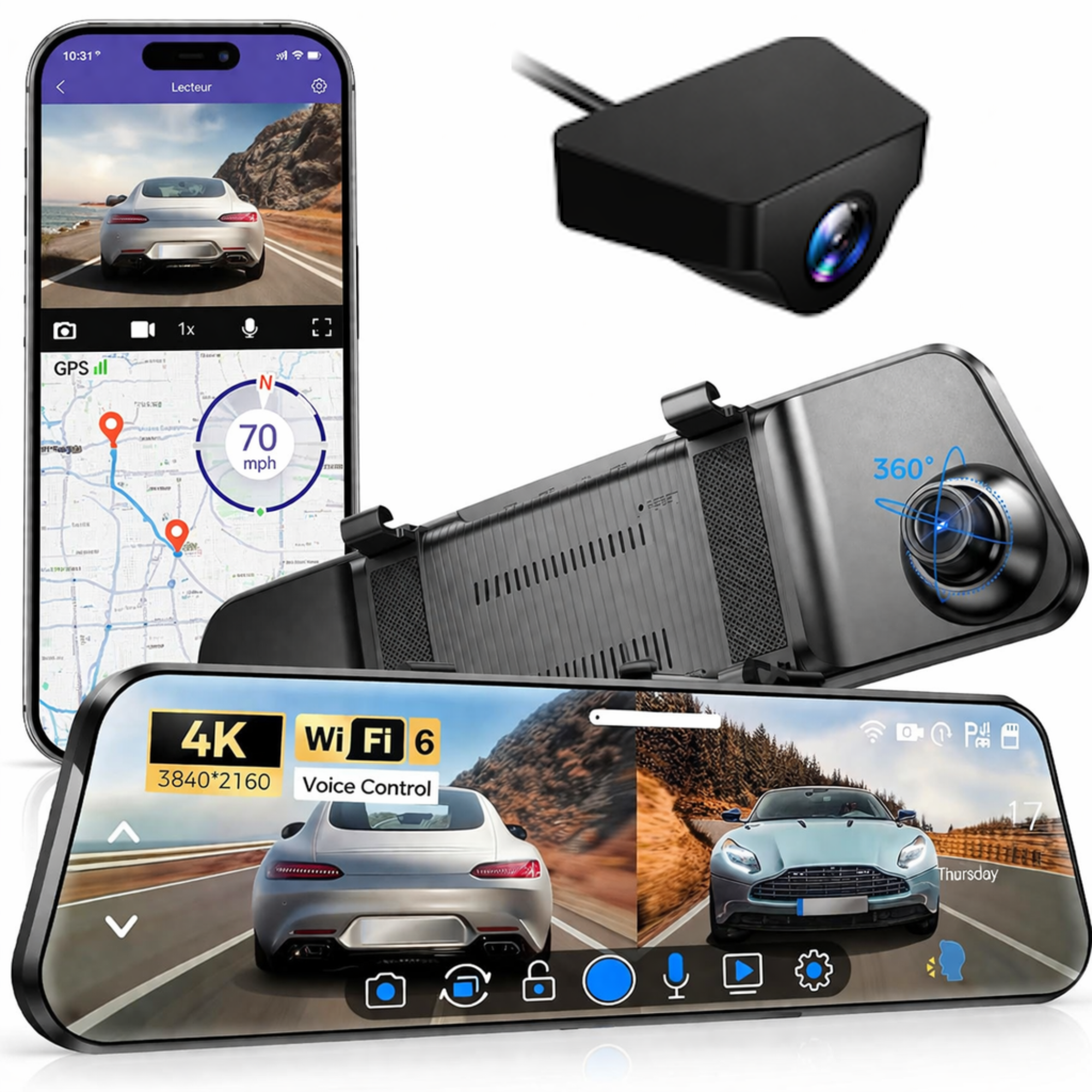 Dashcam Rétroviseur intelligent